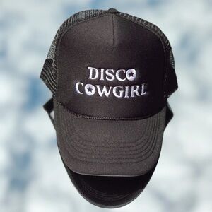 DISCO COWGIRL *Local Nashville Brand* Black Mesh Foam Trucker Hat One Size